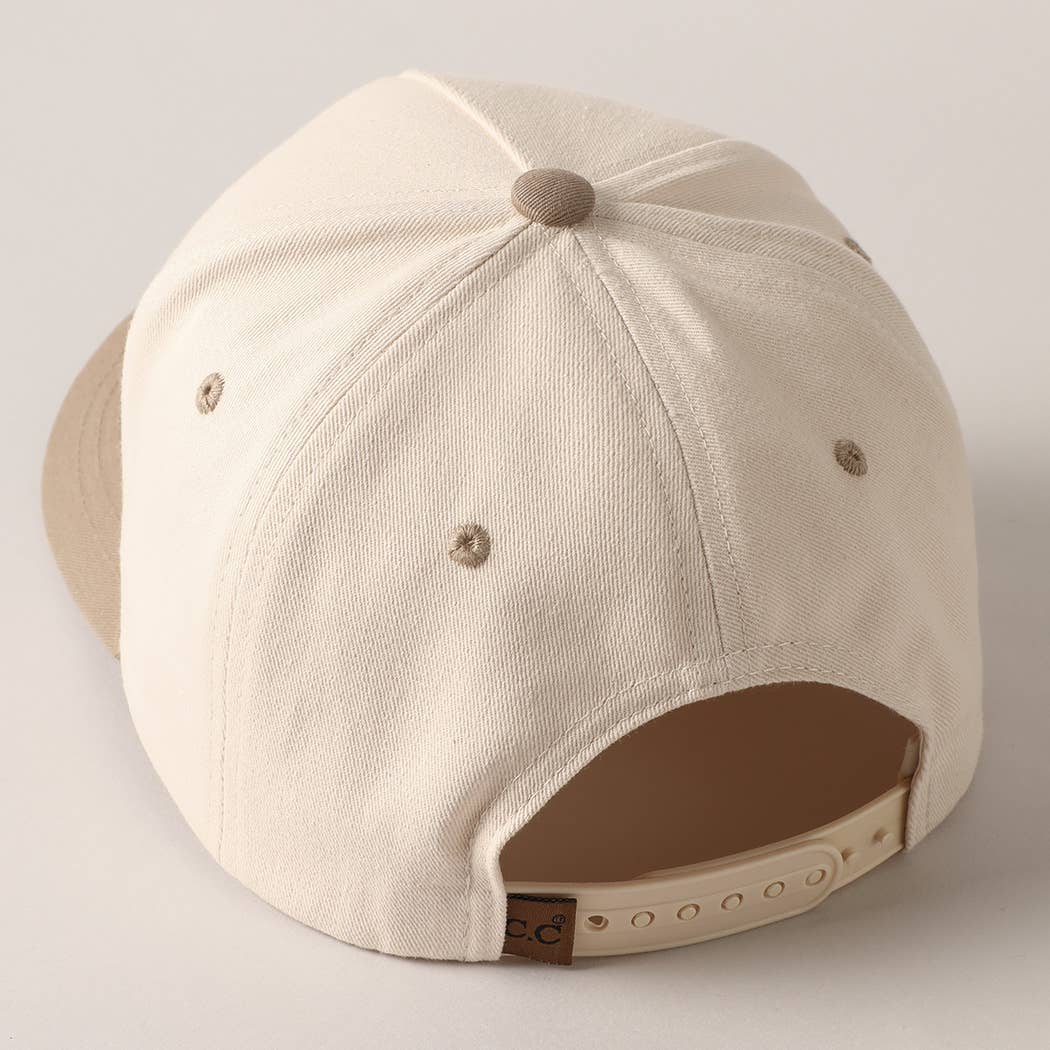 Vintage Cowboy Trucker Hat: Beige