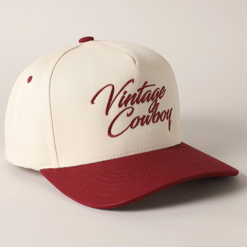 Vintage Cowboy Trucker Hat: BURGUNDY