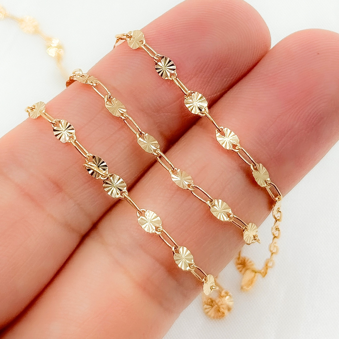 14k Gold Filled Marina and Cable Link Chain. V170GF: 1 Ft / 3.1mm-4mm / Marina