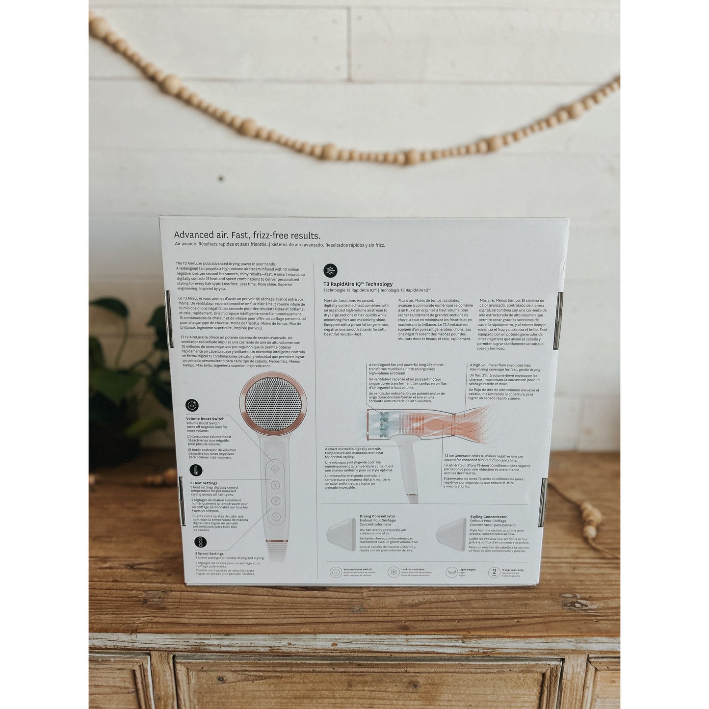 T3 Dryer - Airluxe Dryer + White & Rose Gold & Brushes