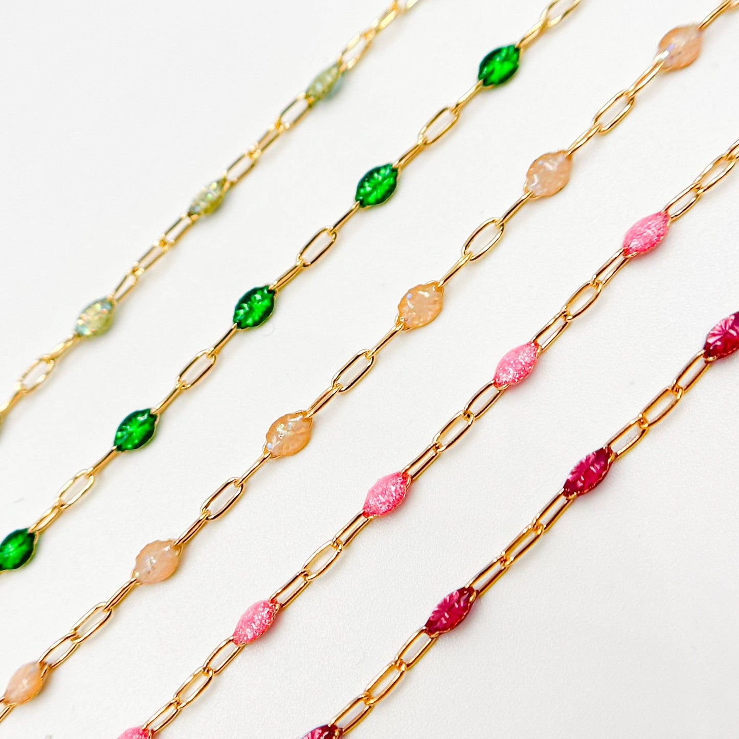V250ENGF. 14k Gold Filled Enamel Satellite Chains: Golden / 1.1mm-2mm / Satellite