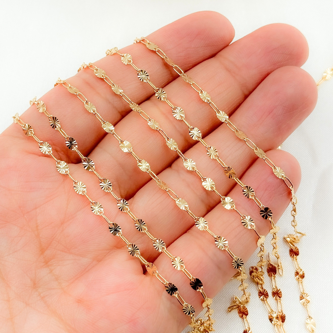 14k Gold Filled Marina and Cable Link Chain. V170GF: 1 Ft / 3.1mm-4mm / Marina