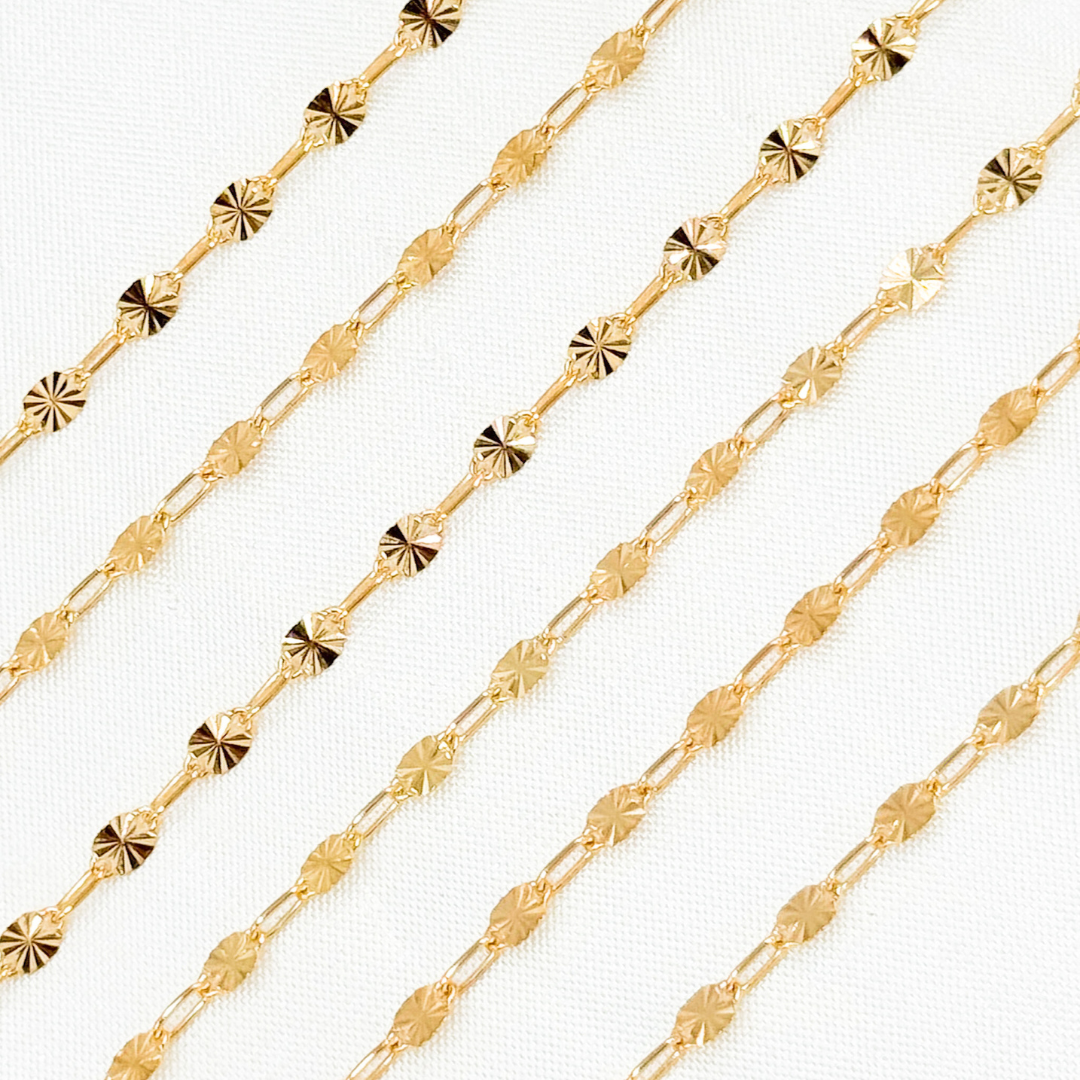 14k Gold Filled Marina and Cable Link Chain. V170GF: 1 Ft / 3.1mm-4mm / Marina