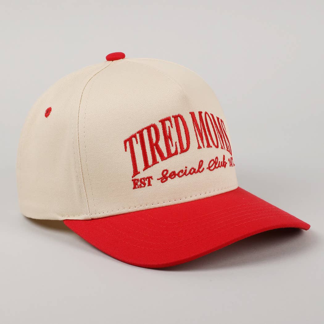 Tired Moms EST Social Club 24/7 Trucker Hat: Beige
