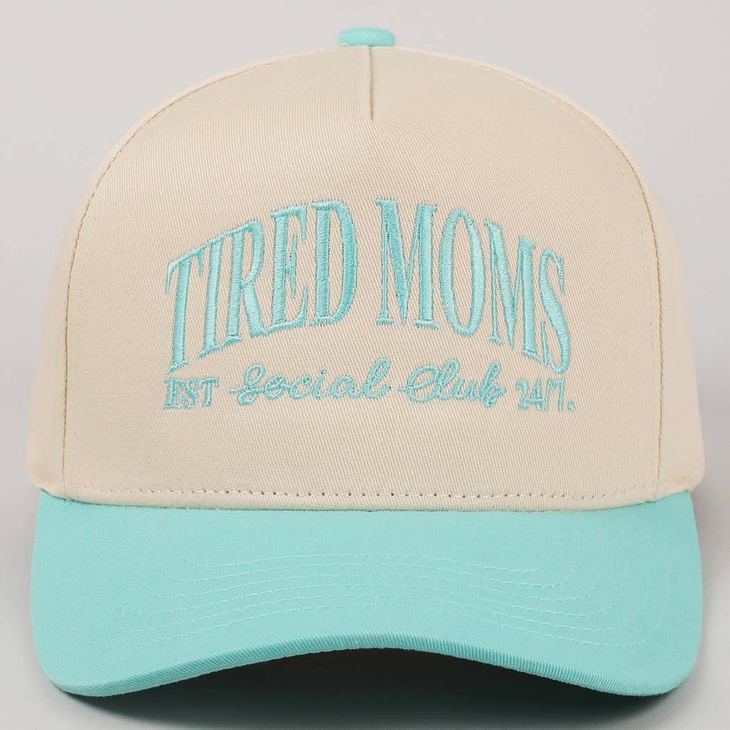Tired Moms EST Social Club 24/7 Trucker Hat: Beige