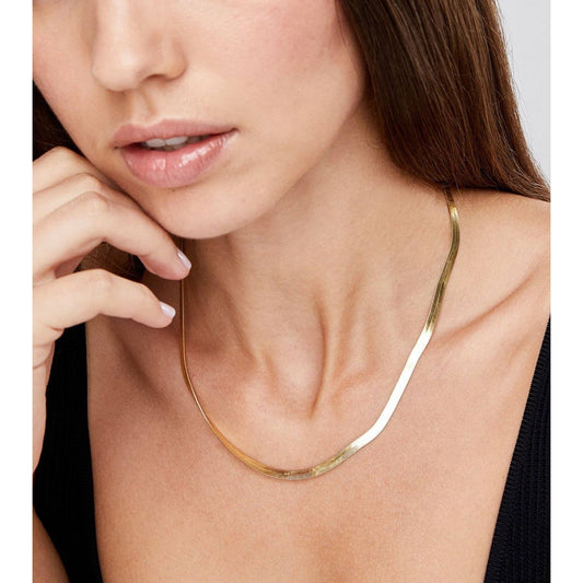 Herringbone Chain Necklace | 18K Gold Filled Herringbone Cha: 3mm - 16 Inch + 2 Inch Extender