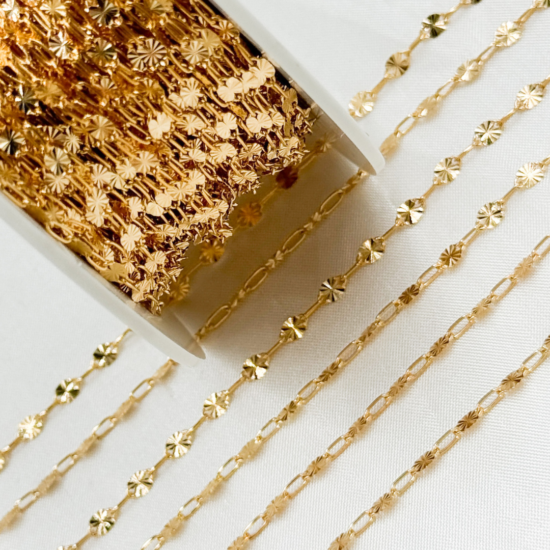 14k Gold Filled Marina and Cable Link Chain. V170GF: 1 Ft / 3.1mm-4mm / Marina
