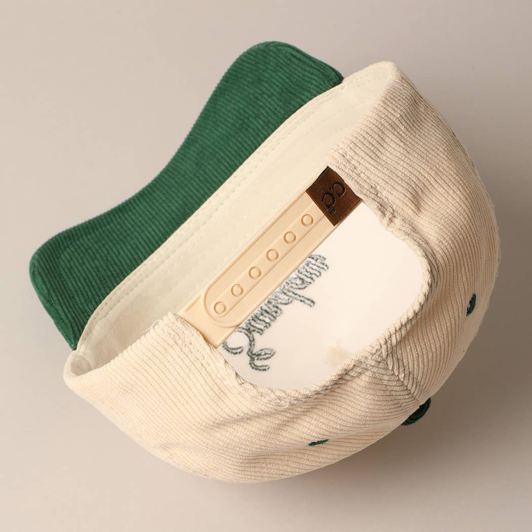 Sunday Funday Corduroy Trucker Baseball Cap: GREEN