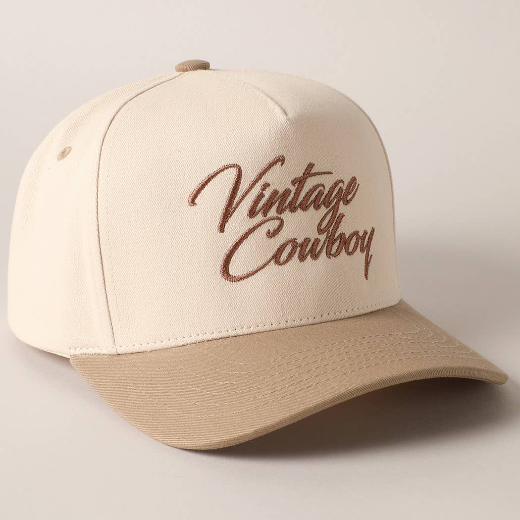 Vintage Cowboy Trucker Hat: Beige