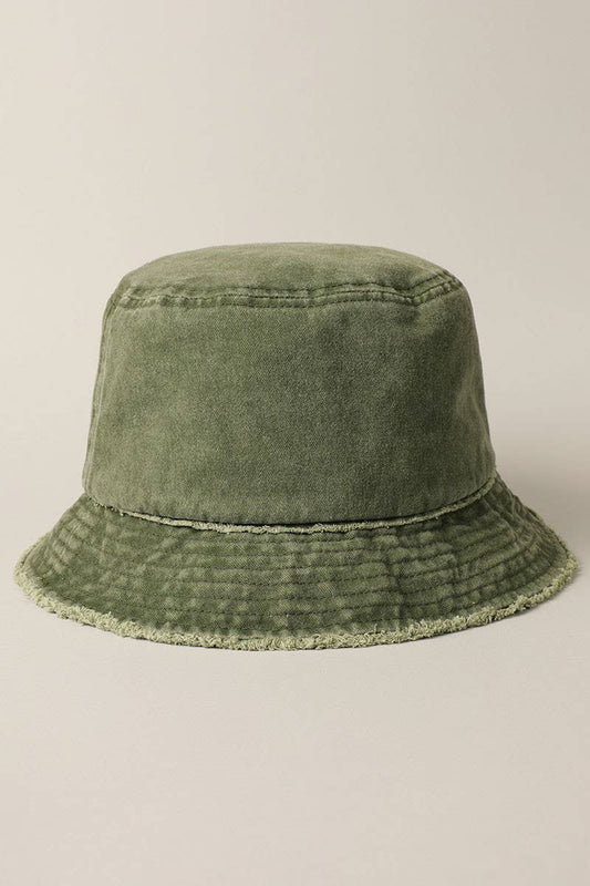 Frayed Bucket Hat: Olive