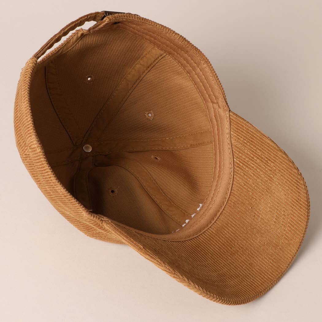Mama Embroidered Lettering Corduroy Baseball Cap: TAN / ONE SIZE