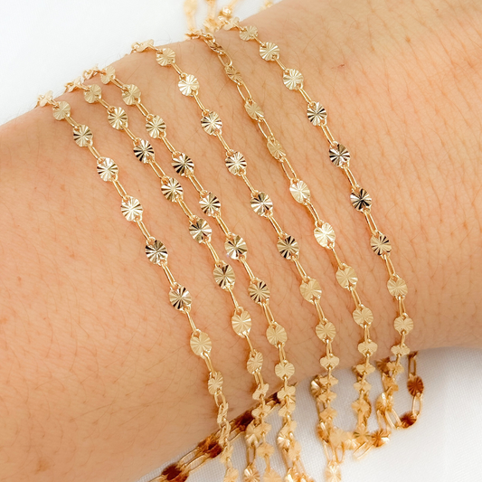 14k Gold Filled Marina and Cable Link Chain. V170GF: 1 Ft / 3.1mm-4mm / Marina