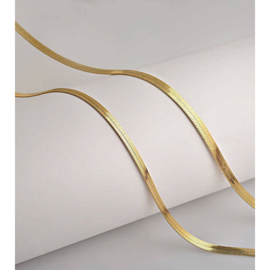 Herringbone Chain Necklace | 18K Gold Filled Herringbone Cha: 3mm - 16 Inch + 2 Inch Extender