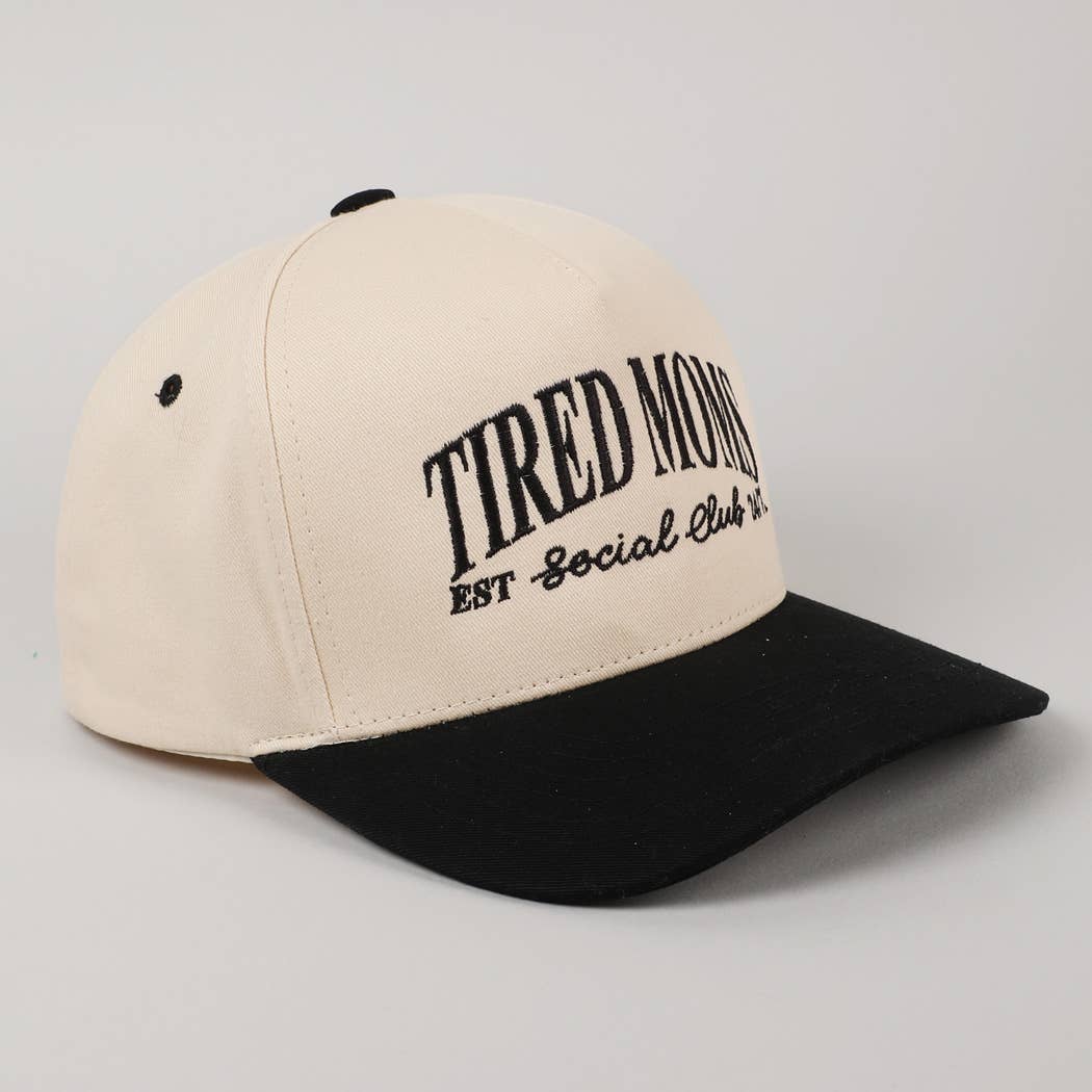 Tired Moms EST Social Club 24/7 Trucker Hat: Beige