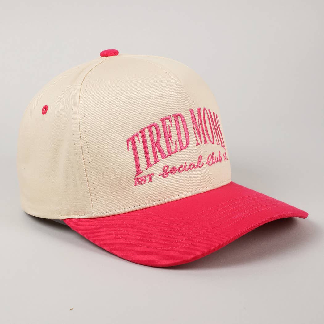 Tired Moms EST Social Club 24/7 Trucker Hat: Beige