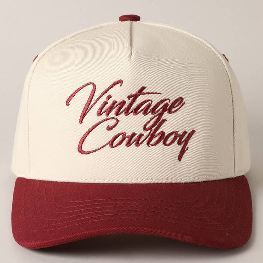 Vintage Cowboy Trucker Hat: BURGUNDY