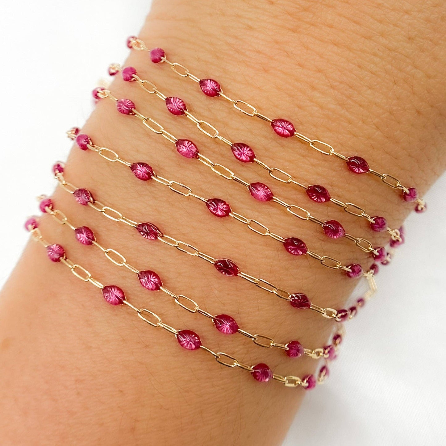 V250ENGF. 14k Gold Filled Enamel Satellite Chains: Wine / 1.1mm-2mm / Satellite