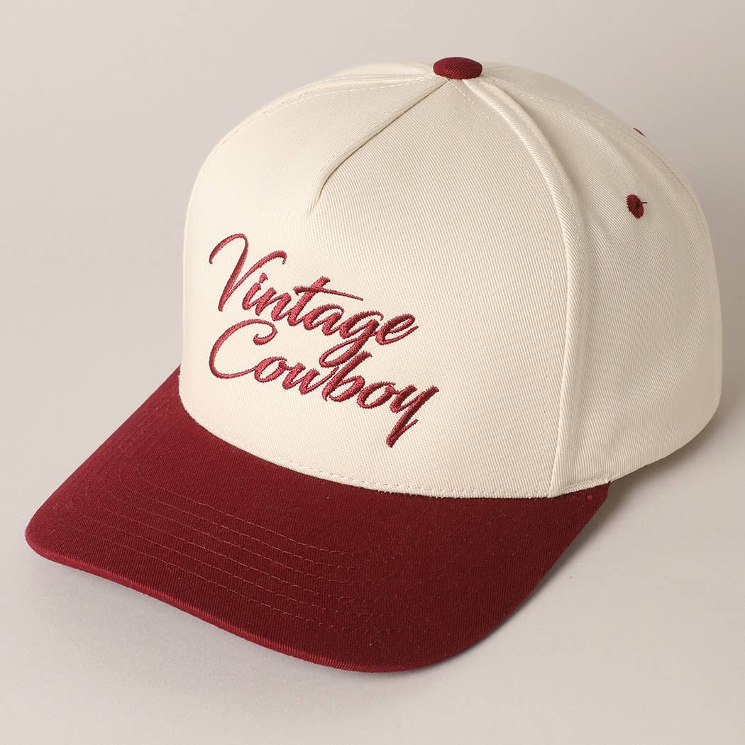 Vintage Cowboy Trucker Hat: BURGUNDY