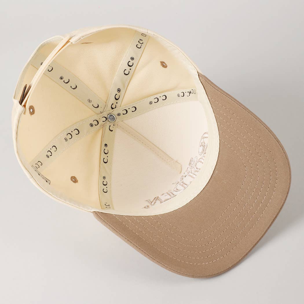 Stay Golden Sunshine Club Embroidery Trucker Hat: Beige / ONE SIZE