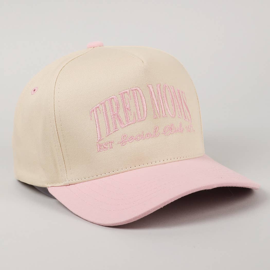 Tired Moms EST Social Club 24/7 Trucker Hat: Beige