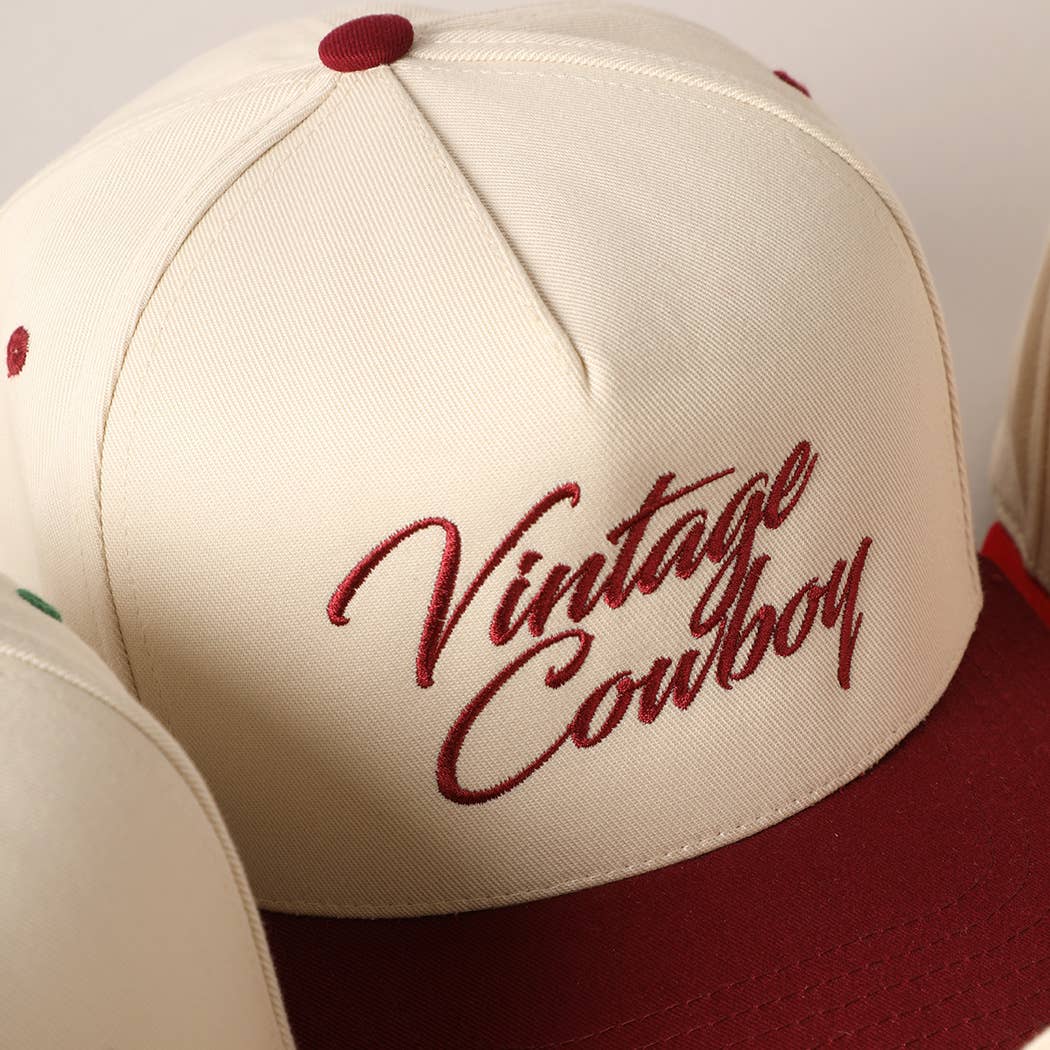 Vintage Cowboy Trucker Hat: BURGUNDY