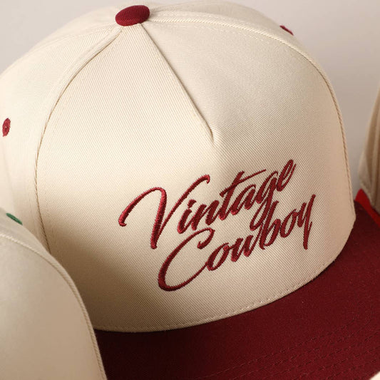 Vintage Cowboy Trucker Hat: BURGUNDY