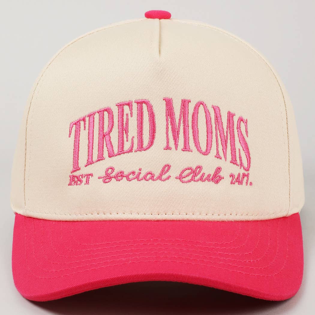 Tired Moms EST Social Club 24/7 Trucker Hat: Beige