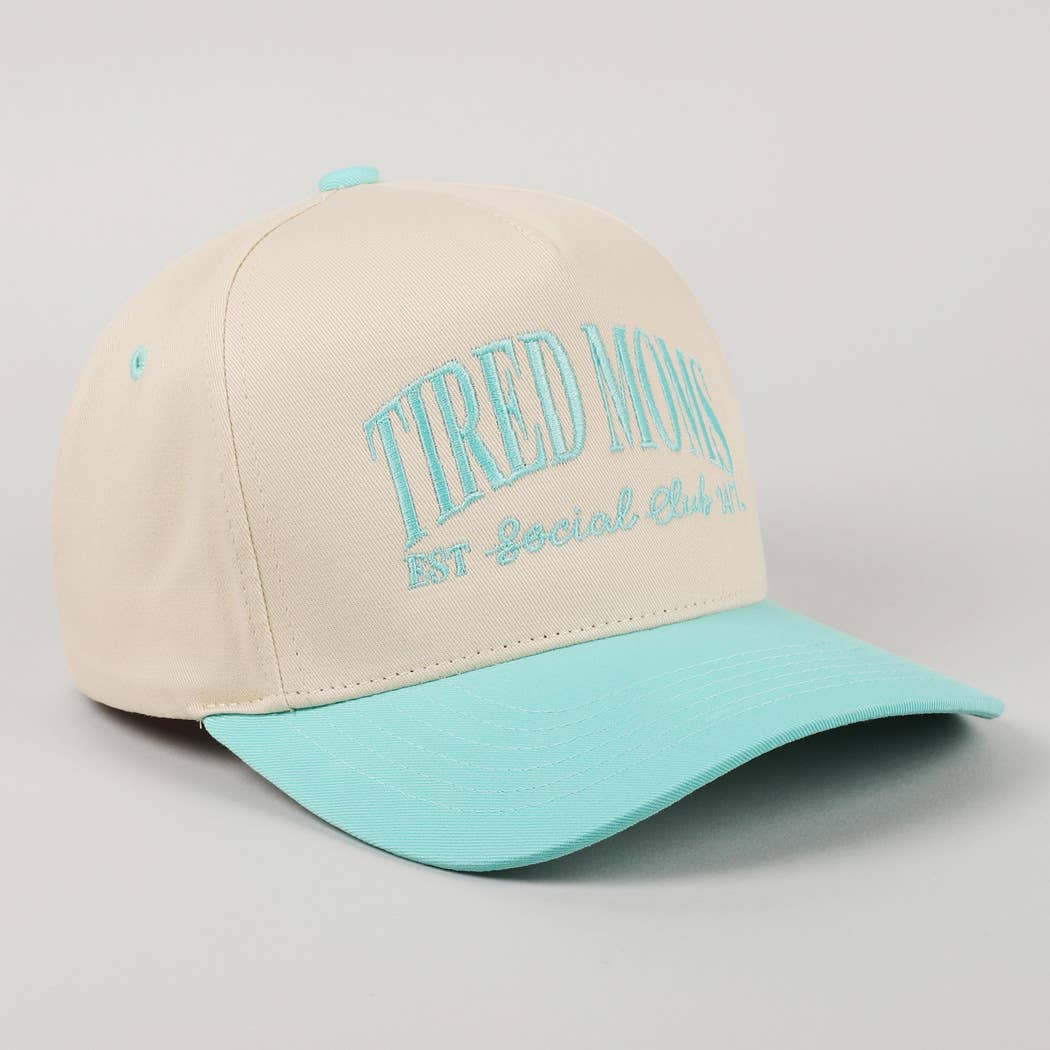 Tired Moms EST Social Club 24/7 Trucker Hat: Beige