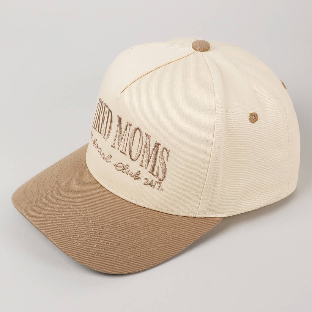 Tired Moms EST Social Club 24/7 Trucker Hat: Beige